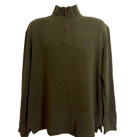 Polo Ralph Lauren Other - EUC Polo Ralph Lauren knit 1/4 zip cotton sweater, muted khaki green, size Large